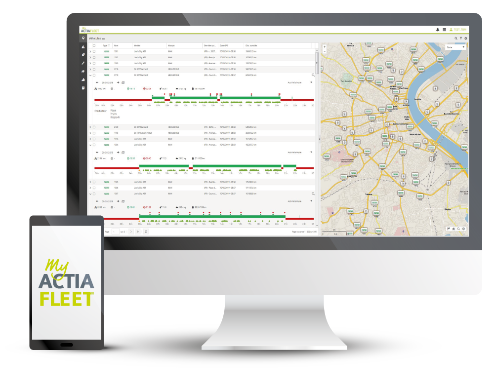 Solution logicielle ACTIA pour effectuer la gestion de flotte des Camions.